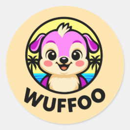 Wuffoo Abenteuer Süße Kawaii-Welpen-Animation  Runder Aufkleber