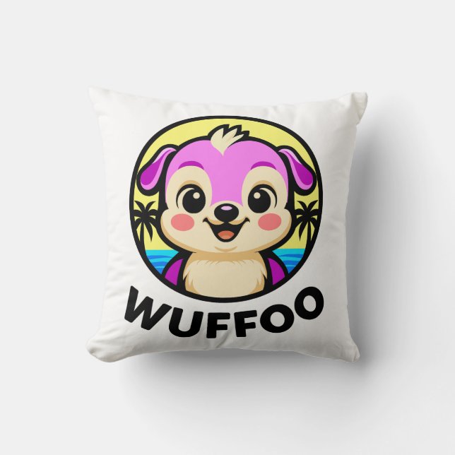 Wuffoo Adventures Cute Kawaii Puppy animation logo Kissen (Vorderseite)