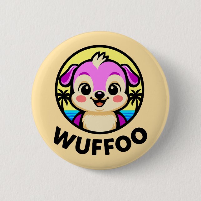 Wuffoo Adventures Süße Kawaii-Welpen-Animation Button (Vorderseite)