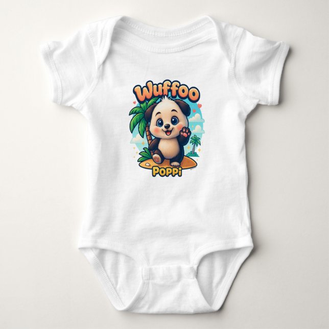 Wuffoo Poppi Cute Kawaii Puppy Tropical Island Baby Strampler (Vorderseite)