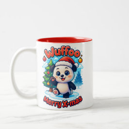 Wuffoo Poppi Frohe Weihnachten Kawaii 3D Feiertag  Zweifarbige Tasse