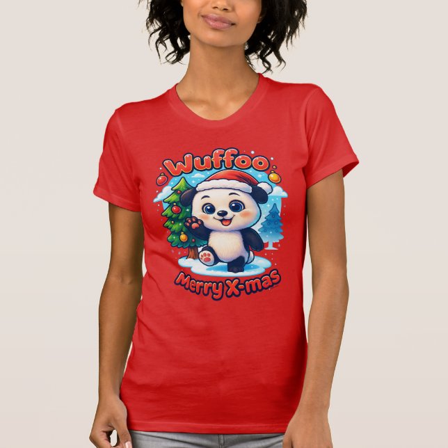 Wuffoo Poppi Merry X-mas Kawaii 3D Holiday T-Shirt (Vorderseite)