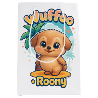 Wuffoo Roony Cute Kawaii Puppy Tropical Island  Mittlere Geschenktüte