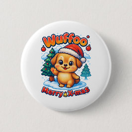 Wuffoo Roony Frohe Weihnachten Kawaii 3D Feiertag Button