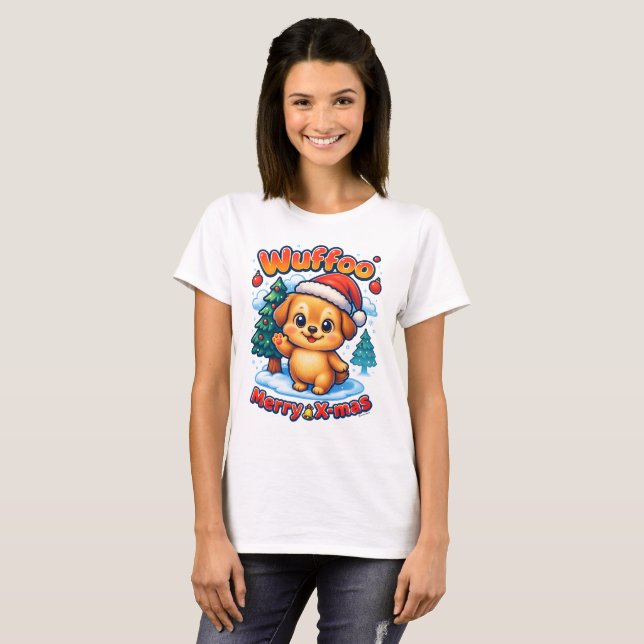 Wuffoo Roony Merry X-mas Kawaii 3D Holiday T-Shirt (Vorne ganz)