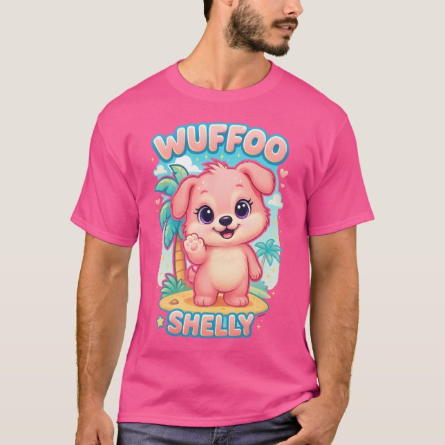 Wuffoo Shelly Kawaii Puppy Tropical Island T-Shirt (Vorderseite)