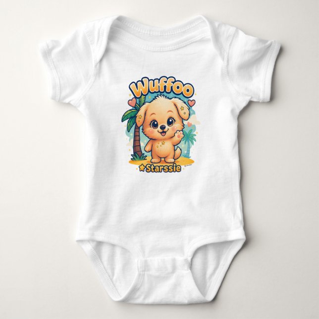 Wuffoo Starssie Kawaii Puppy Tropical Island Baby Strampler (Vorderseite)