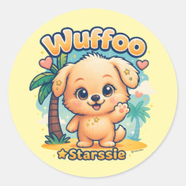 Wuffoo Starssie Kawaii Puppy Tropical Island Runder Aufkleber