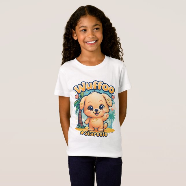 Wuffoo Starssie Kawaii Puppy Tropical Island T-Shirt (Vorne ganz)