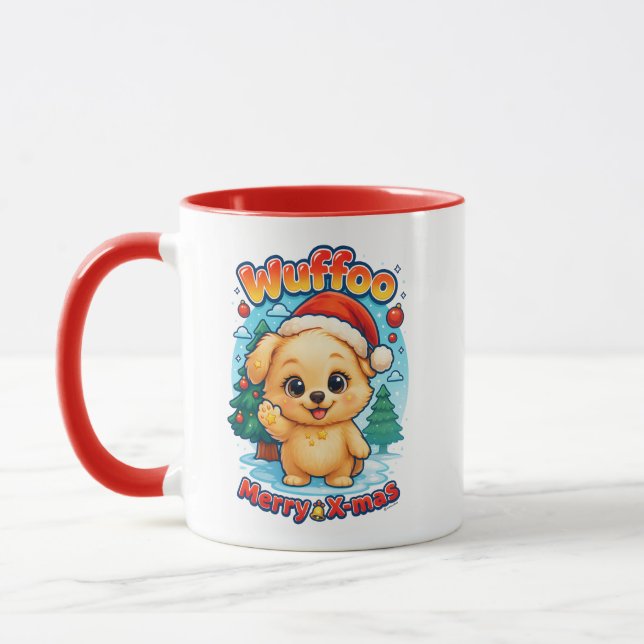 Wuffoo Starssie Merry X-mas Kawaii 3D Holiday Tasse (Links)