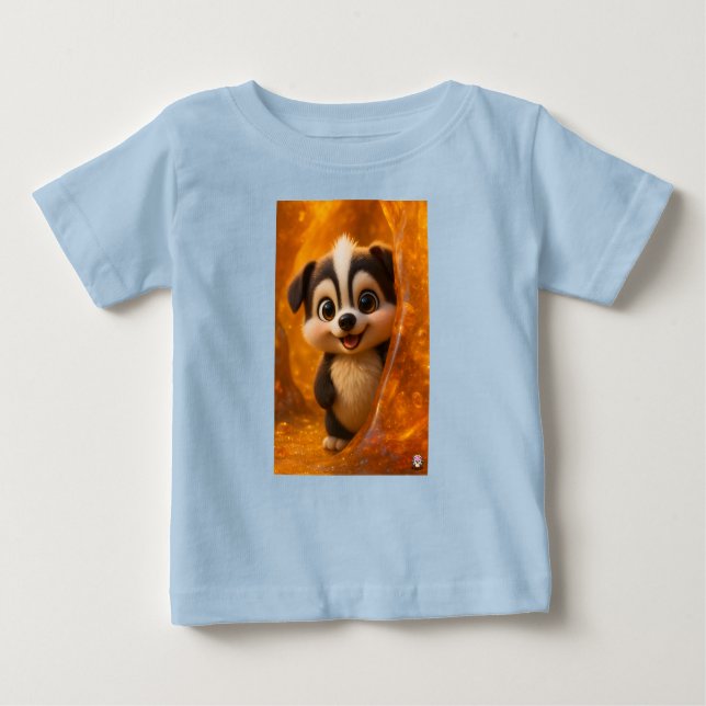 Wuffoo Surffie Cute Kawaii Puppy Amber Baby T-shirt (Vorderseite)