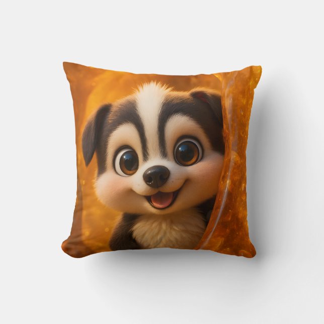 Wuffoo Surffie Cute Kawaii Puppy Amber Kissen (Vorderseite)