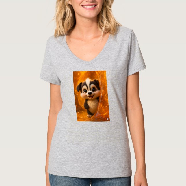 Wuffoo Surffie Cute Kawaii Puppy Amber T-Shirt (Vorderseite)