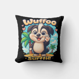 Wuffoo Surffie Cute Kawaii Puppy Tropical Island Kissen