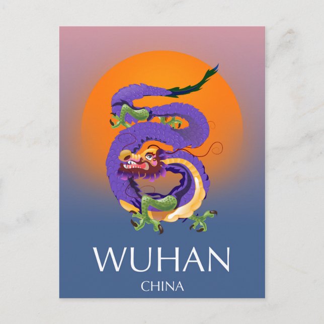 Wuhan China Dragon Reiseplakat Postkarte (Vorderseite)