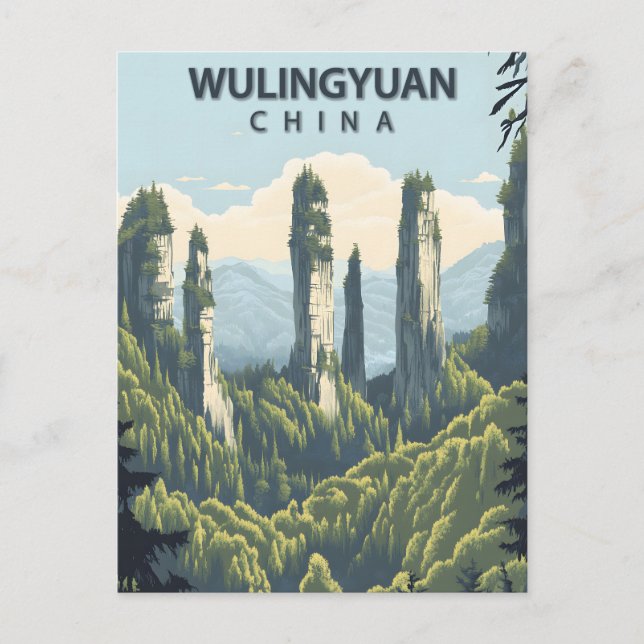 Wulingyuan China Vintage Reise Postkarte (Vorderseite)