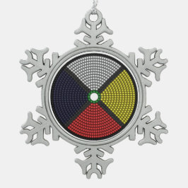 Wulstiges Medizin-Rad Schneeflocken Zinn-Ornament