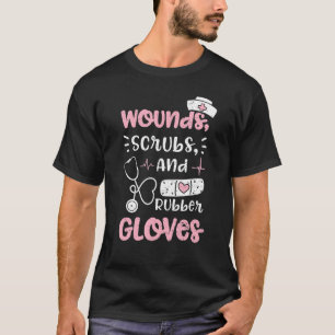 Wunden Wunden Kittel und Gummihandschuhe Krankens T-Shirt