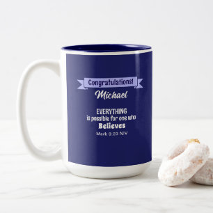 Wunder Bibelvers christlicher Glaube Dunkelblau Zweifarbige Tasse