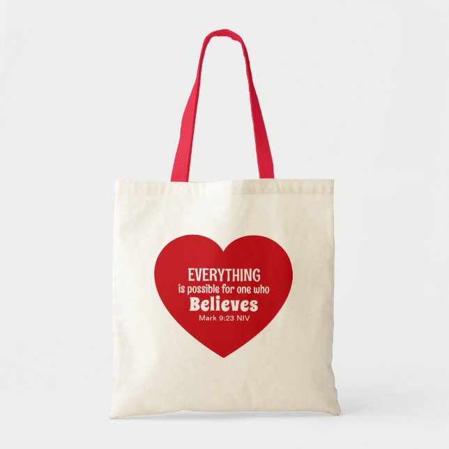 Wunder Bibelvers Red Heart Ermutigend Glauben Tragetasche (Vorne)