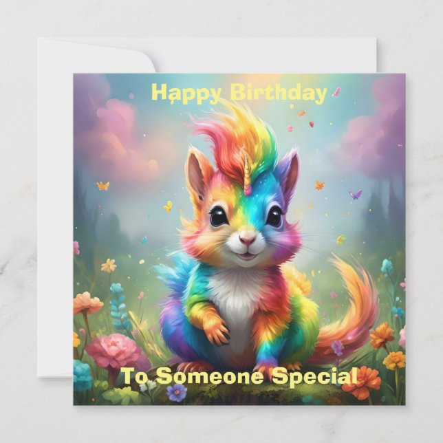 Wunder: Das Rainbow-Unicorn-Eichhörnchen Karte (Vorderseite)