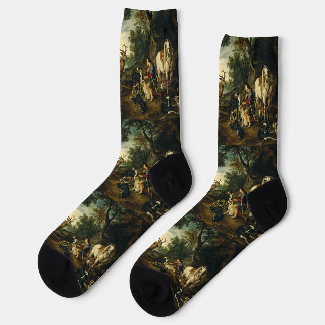 Wunder des Heiligen Hubertus von Peter Paul Rubens Socken (Linkes Detail)