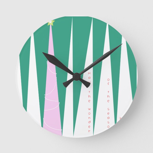 Wunder des Jahreszeit-Weihnachtsbaums Runde Wanduhr (Vorderseite)