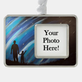 Wunder des Vaterschafts-Aurora-Fotos Rahmen-Ornament Silber