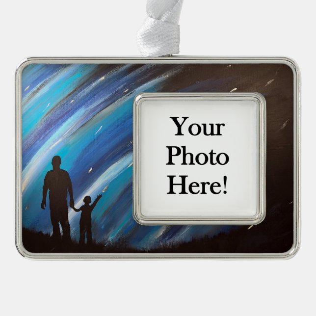 Wunder des Vaterschafts-Aurora-Fotos Rahmen-Ornament Silber (Vorderseite)