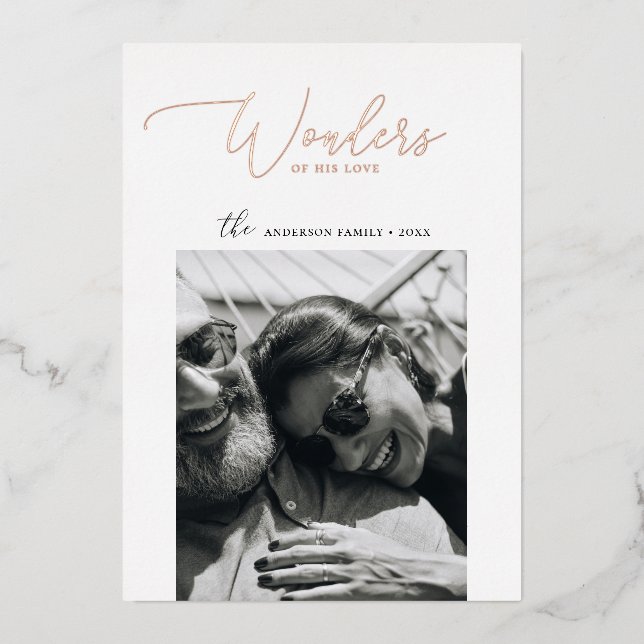 Wunder seiner Liebe | Elegantes Gold Weihnachts-Fo Folien Feiertagskarte (Vorderseite)