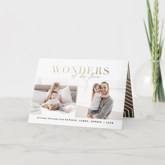 Wunder seiner Liebe Gold religiöse Multifoto Karte (Vorderseite)