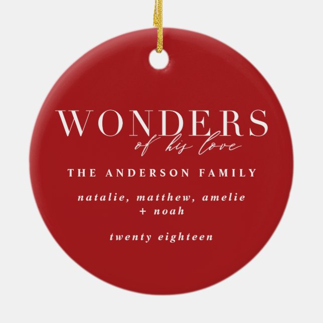 Wunder seiner Liebe religiöse Weihnachten kariert Keramik Ornament (Hinten)