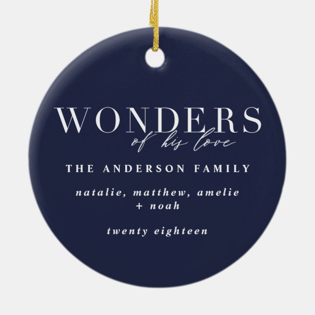 Wunder seiner Liebe religiöse Weihnachten kariert Keramik Ornament (Hinten)