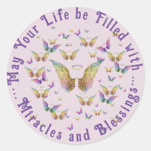 Wunder und Segnungen Angel WIngs Runder Aufkleber