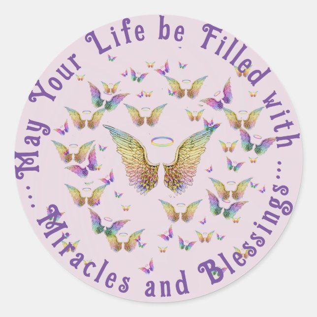 Wunder und Segnungen Angel WIngs Runder Aufkleber (Vorderseite)