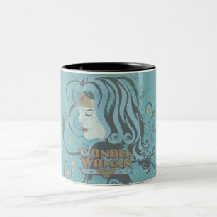 Wunder Woman Blue Background Zweifarbige Tasse