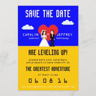 Wunderbar Nerdy 8-Bit Bride & Groom Save the Date