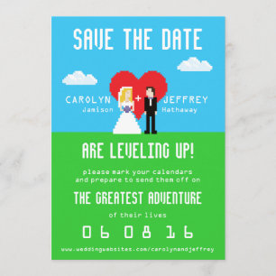 Wunderbar Nerdy 8-Bit Bride & Groom Save the Date