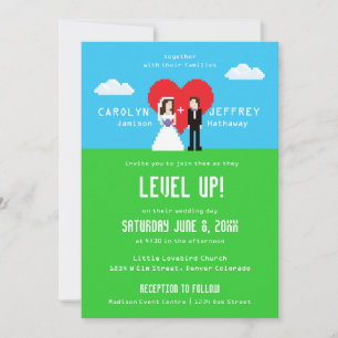 Wunderbar Nerdy 8-Bit Hochzeitseinladungen Save The Date