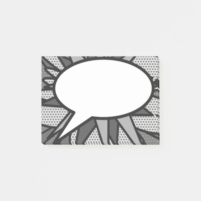 Wunderbar Schwarz und Weiß Comic Buchsprechblase Post-it Klebezettel (Vorderseite)