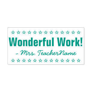 "Wunderbare Arbeit!" + Instructor Name Gummi Brief Permastempel