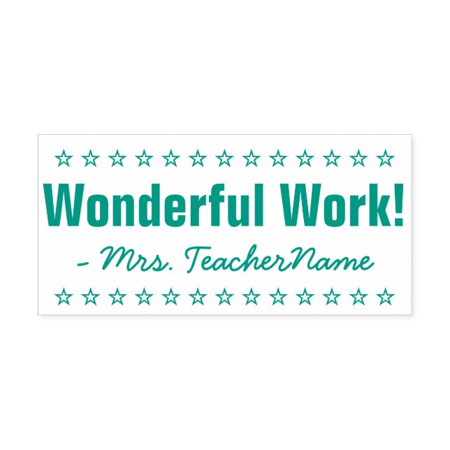 "Wunderbare Arbeit!" + Instructor Name Gummi Brief Permastempel (Design)