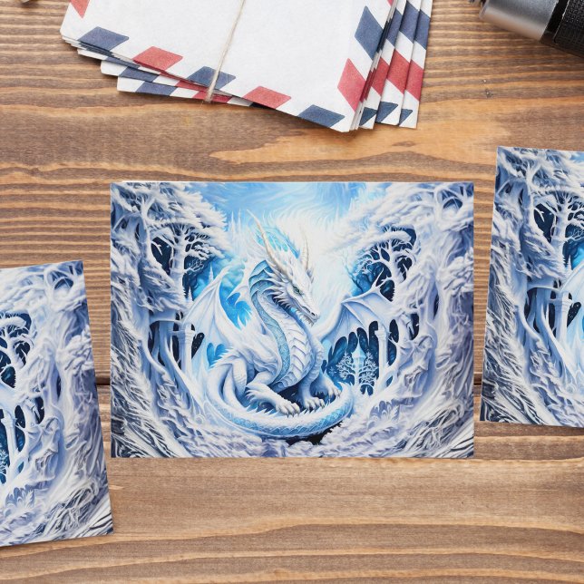 Wunderbare Fantasie des weißen Drachen Postkarte (Embrace magic with a magnificent White Dragon Fantasy postcard, perfect for enthusiasts of dragons.)