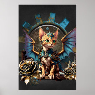 Wunderbare Fantasiesteampunkatze. Poster