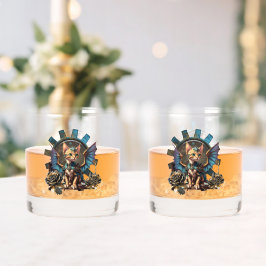 Wunderbare Fantasiesteampunkatze. Whiskyglas