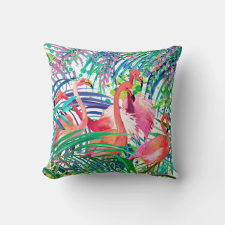 Wunderbare Flamingo-Aquarell-Illustration. Afrika Kissen