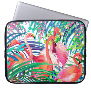 Wunderbare Flamingo-Aquarell-Illustration. Afrika Laptopschutzhülle