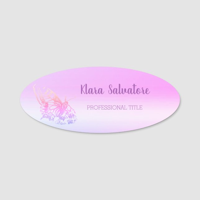 Wunderbare Großartige Phantastische Lila Schmetter Namensschild (Vorderseite)