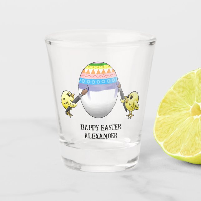 Wunderbare Küken malen ein Osterei Schnapsglas (Vorderseite)