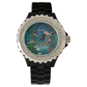 Wunderbare Meerjungfrau mit Fantasiefischen Armbanduhr